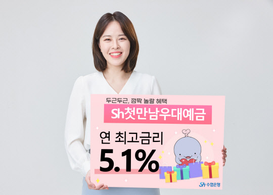 Sh수협은행이 금리 상승기를 맞아 누구나 쉽고 편리하게 연 최고 5.1% 금리를 받을 수 있는 'Sh첫만남우대예금'을 신규 출시했다. 수협은행 제공